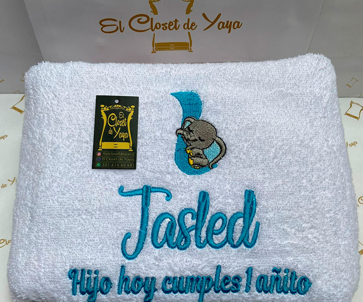 Toalla personalizada para bebe de elefante - 354