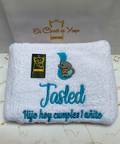 Toalla personalizada para bebe de elefante