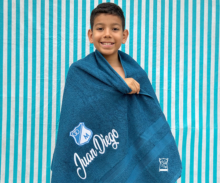 Toalla personalizada para niño color azul de Millonarios - 336